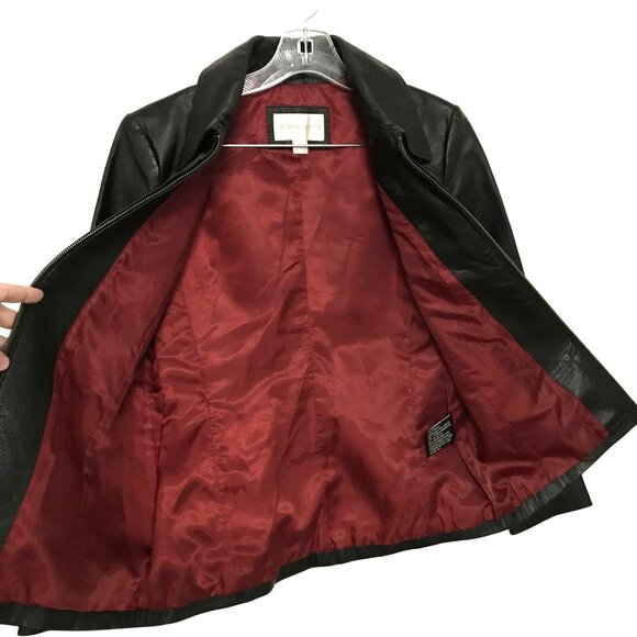 Worthington Womens Black Leather Zip Up Jacket Size Small EUC - Picture 3 of 10
